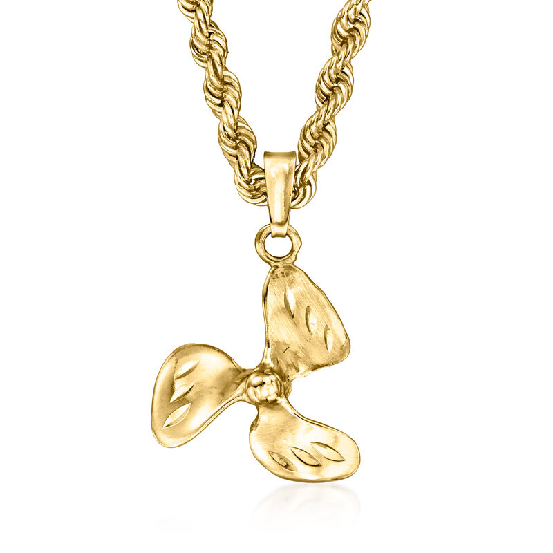 C. 1970 Vintage 14kt Yellow Gold Propeller Pendant Necklace image number 0