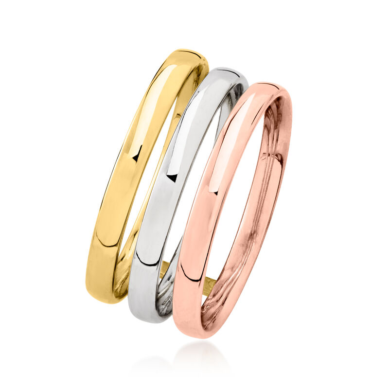 Italian 14kt Tri-Colored Gold Three-Row Ring image number 2