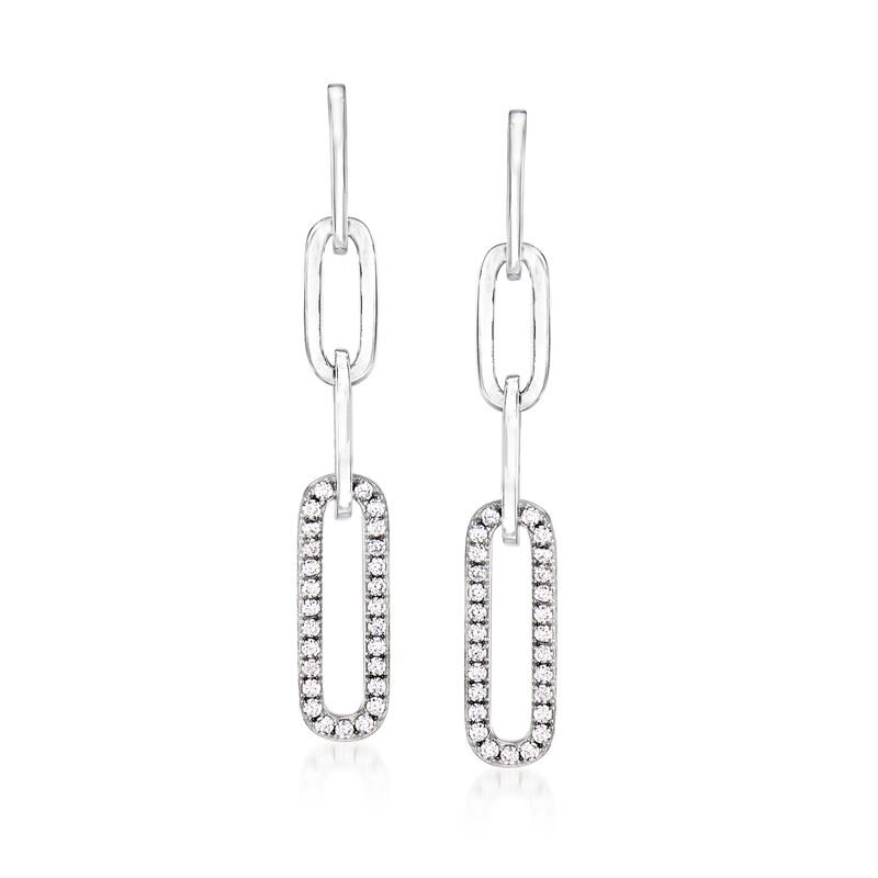 Charles Garnier .50 ct. t.w. CZ Paper Clip Link Drop Earrings in Sterling Silver image number 0