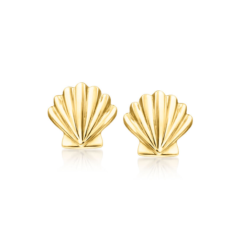 Italian 10kt Yellow Gold Petite Shell Earrings  image number 0