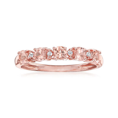 .50 ct. t.w. Morganite Ring with Diamonds in 18kt Rose Gold Over Sterling