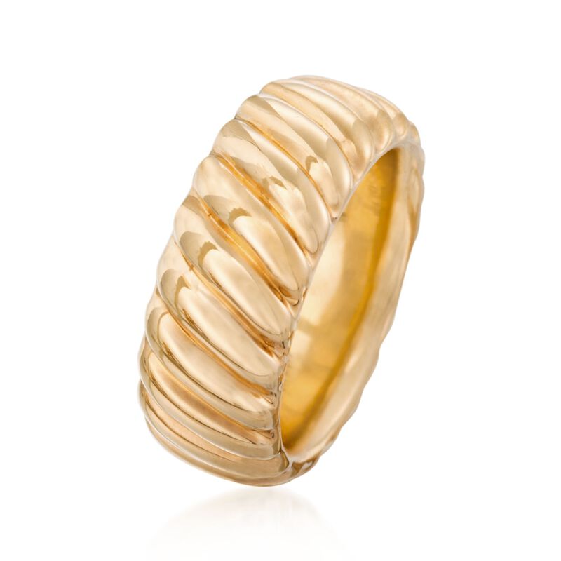 Andiamo 14kt Yellow Gold Over Resin Ribbed Ring image number 2