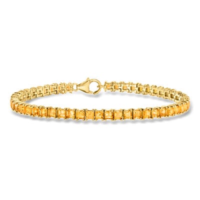 7.50 ct. t.w. Square Citrine Tennis Bracelet in 18kt Gold Over Sterling