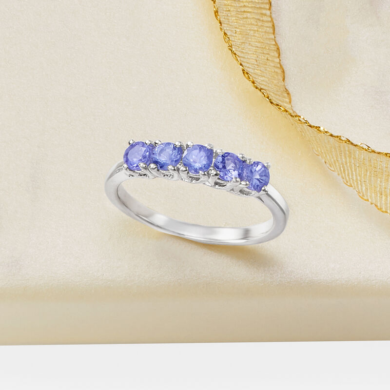 .70 ct. t.w. Tanzanite Five-Stone Ring in Sterling Silver image number 3