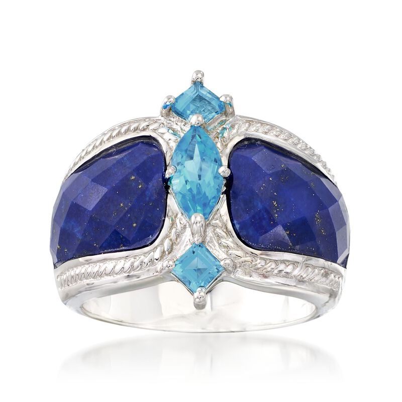 Lapis and 1.10 ct. t.w. Blue Topaz Ring in Sterling Silver image number 0