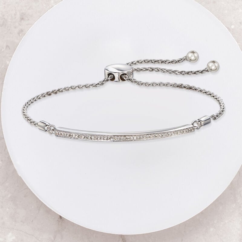 .15 ct. t.w. Diamond Bar Bolo Bracelet in Sterling Silver image number 3