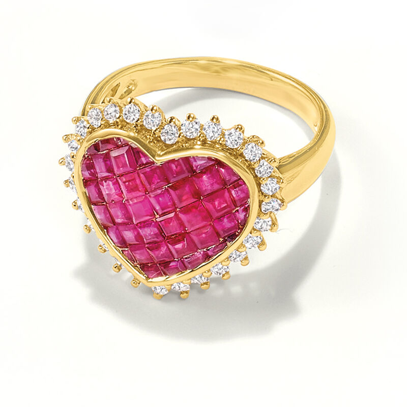 .90 ct. t.w. Ruby and .38 ct. t.w. Diamond Ring in 18kt Yellow Gold image number 5