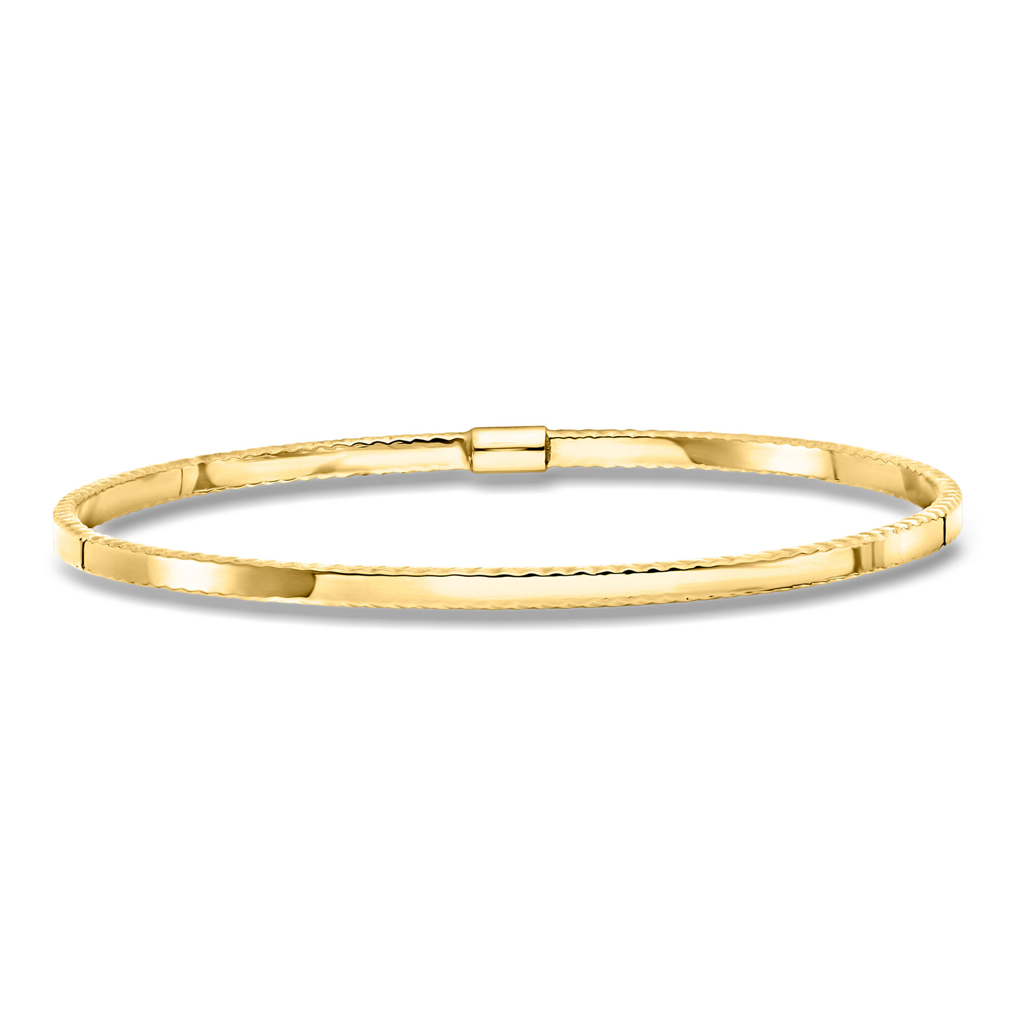 Italian 14kt Yellow Gold Ribbed-Edge Bangle Bracelet | Ross Simons
