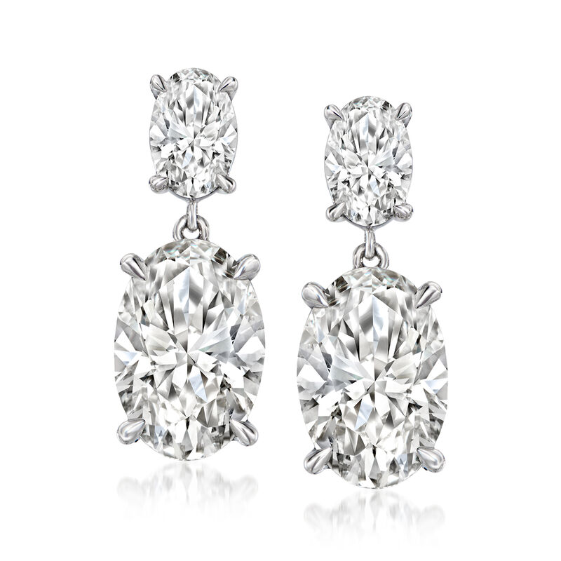 3.00 ct. t.w. Oval Lab-Grown Diamond Drop Earrings in 14kt White Gold  image number 0