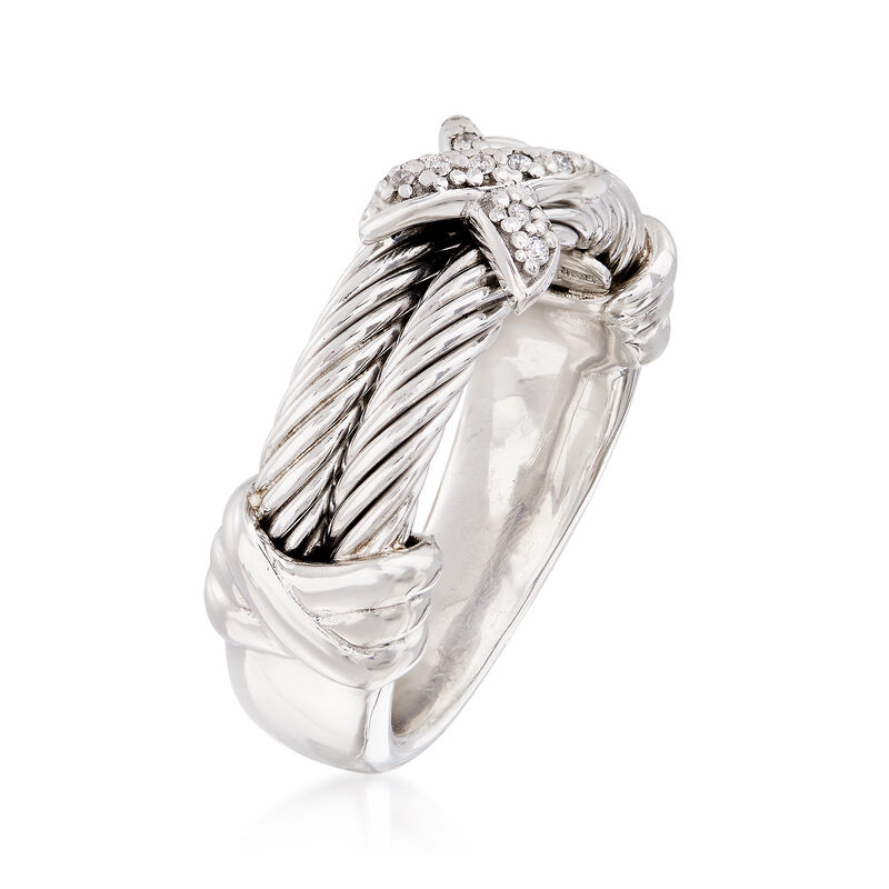 Phillip Gavriel &quot;Italian Cable&quot; Sterling Silver Ring with Diamond Accents image number 2