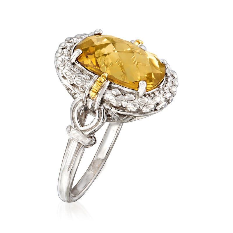 Phillip Gavriel &quot;Popcorn&quot; 6.00 Carat Yellow Quartz Ring in Sterling Silver with 18kt Yellow Gold image number 2