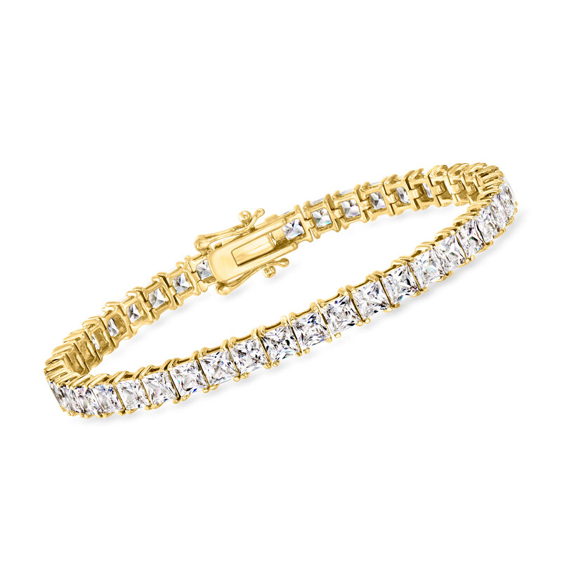16.00 ct. t.w. Princess-Cut CZ Tennis Bracelet in 18kt Gold Over Sterling image number 0