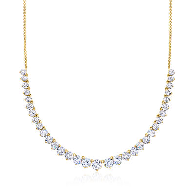 14.00 ct. t.w. Graduated CZ Tennis Necklace in 18kt Gold Over Sterling