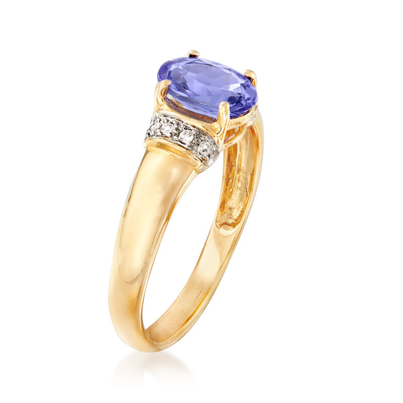 1.00 Carat Tanzanite Ring in 14kt Yellow Gold image number 2
