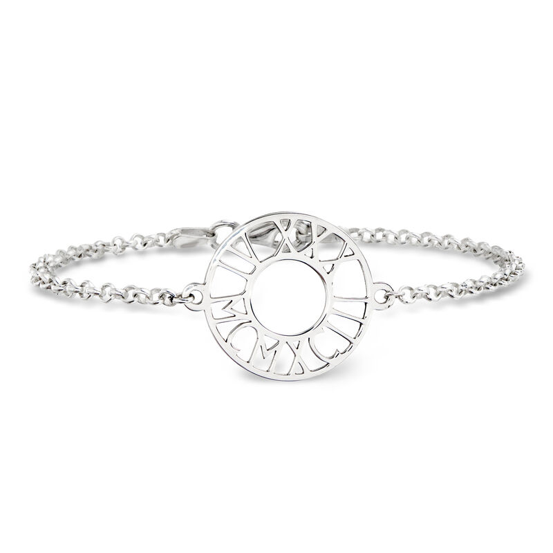 Sterling Silver Personalized Roman Numeral Date Bracelet image number 0