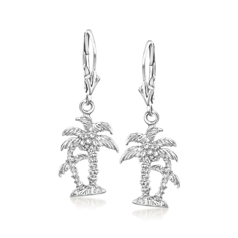 Sterling Silver Palm Tree Drop Earrings  image number 0