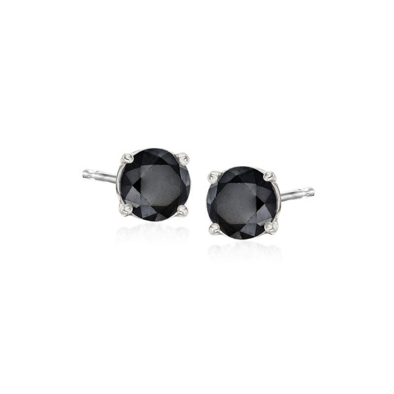 1.00 ct. t.w. Black Diamond Stud Earrings in 14kt White Gold image number 0