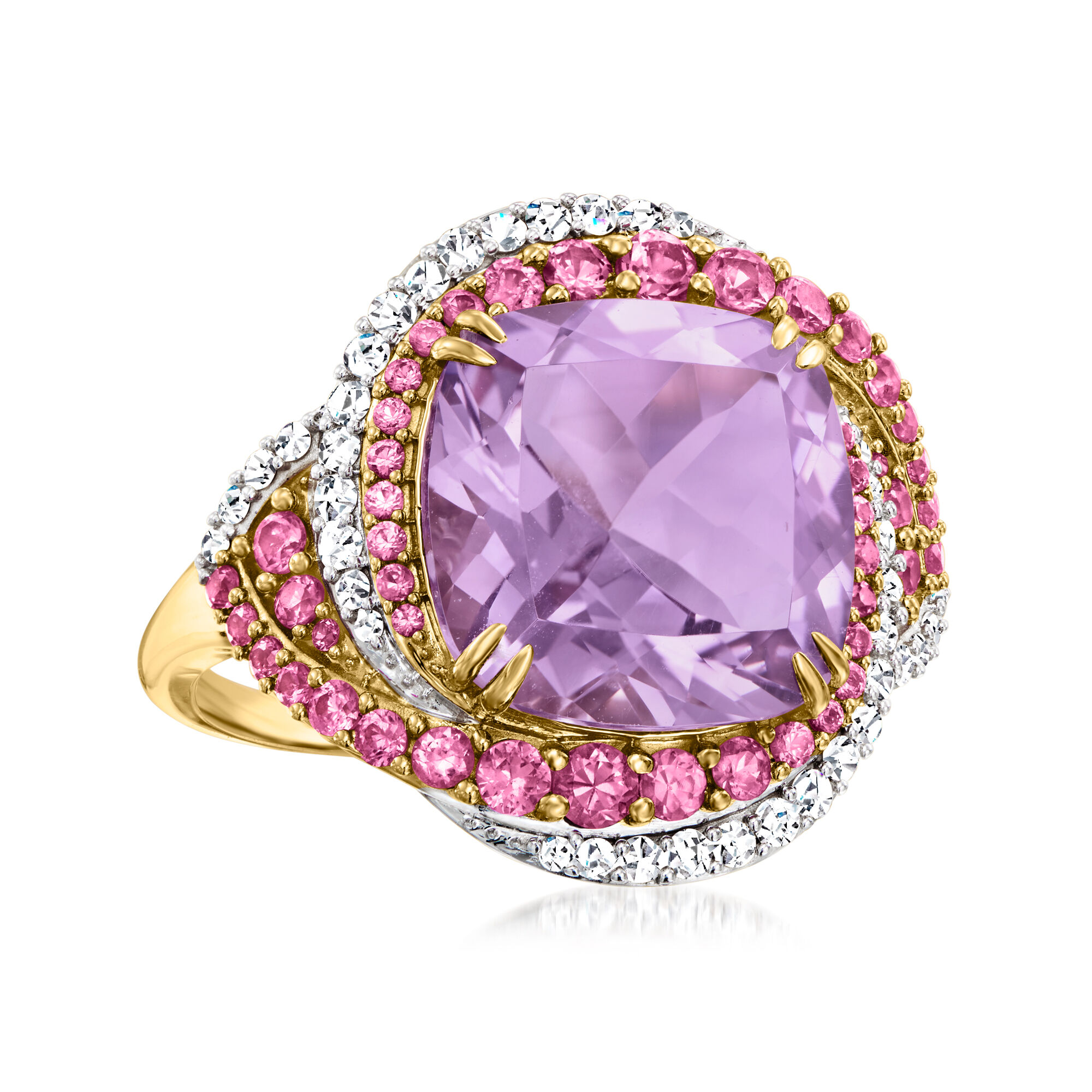 6.50 Carat Amethyst and .90 ct. t.w. Pink Sapphire Ring with