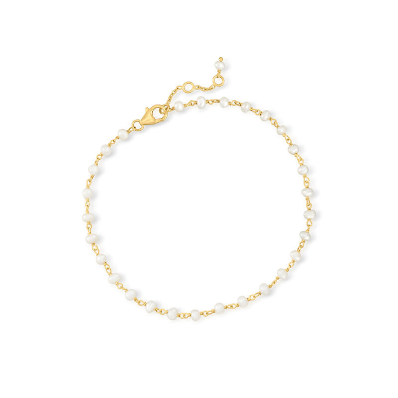 3.5-4mm Cultured Pearl Anklet in 18kt Gold Over Sterling. 9&quot; image number 0