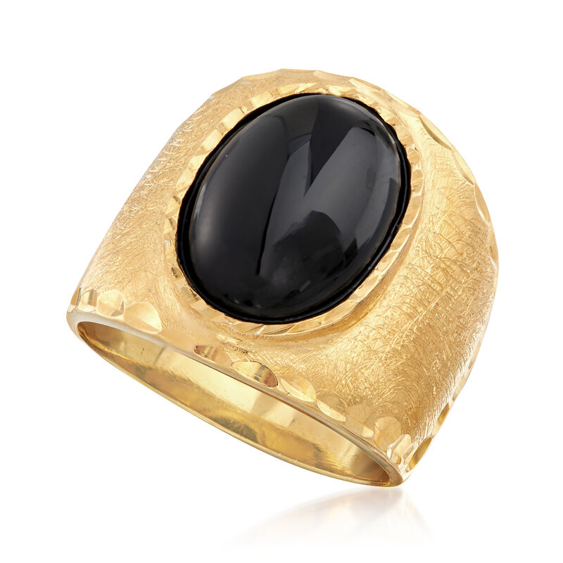Italian 10x14mm Black Onyx Ring in 18kt Gold Over Sterling image number 3