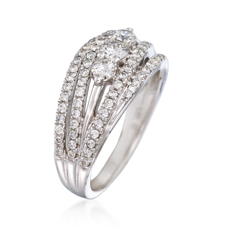 1.00 ct. t.w. Diamond Multi-Row Ring in 14kt White Gold image number 2