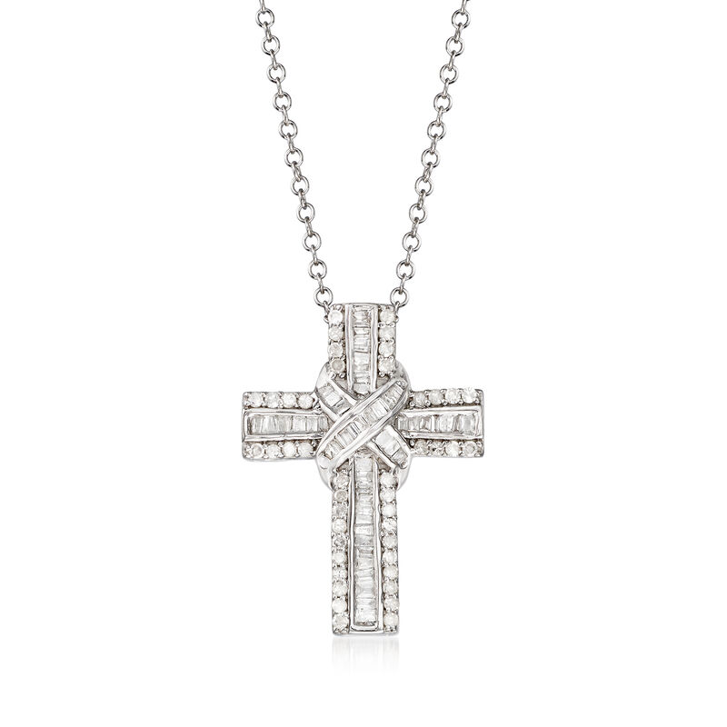 .50 ct. t.w. Diamond Cross Pendant Necklace in Sterling Silver image number 0