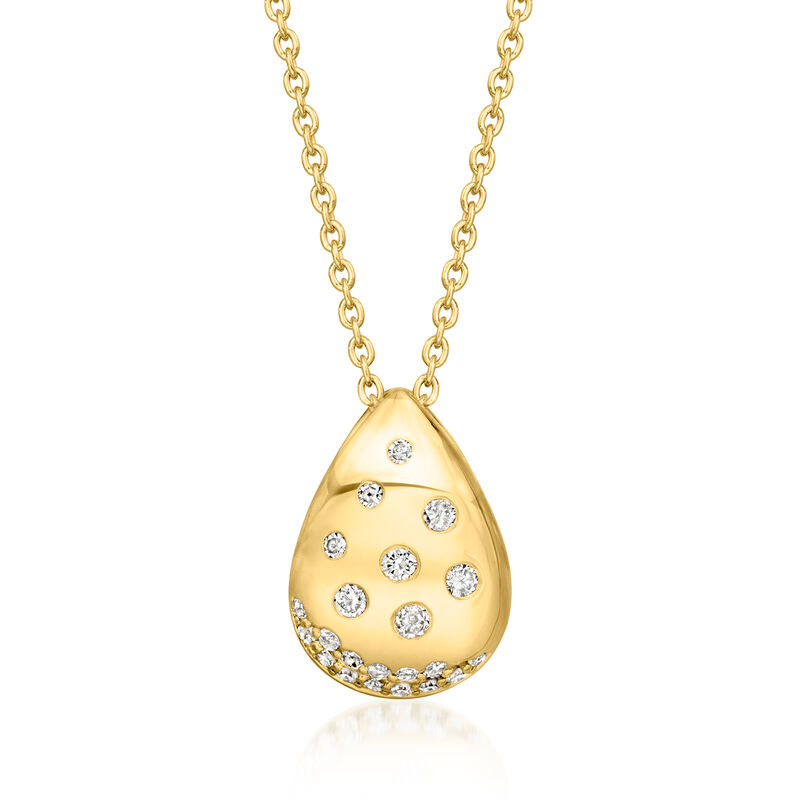 .20 ct. t.w. Scattered-Diamond Teardrop Necklace in 18kt Gold Over Sterling. 18" image number 1