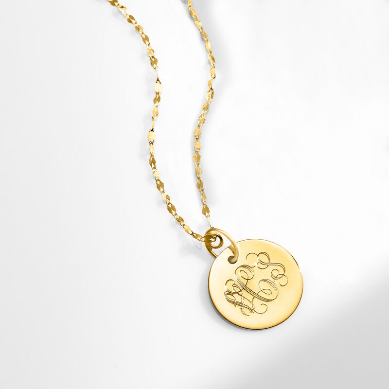 Italian 14kt Yellow Gold Personalized Disc Necklace image number 3