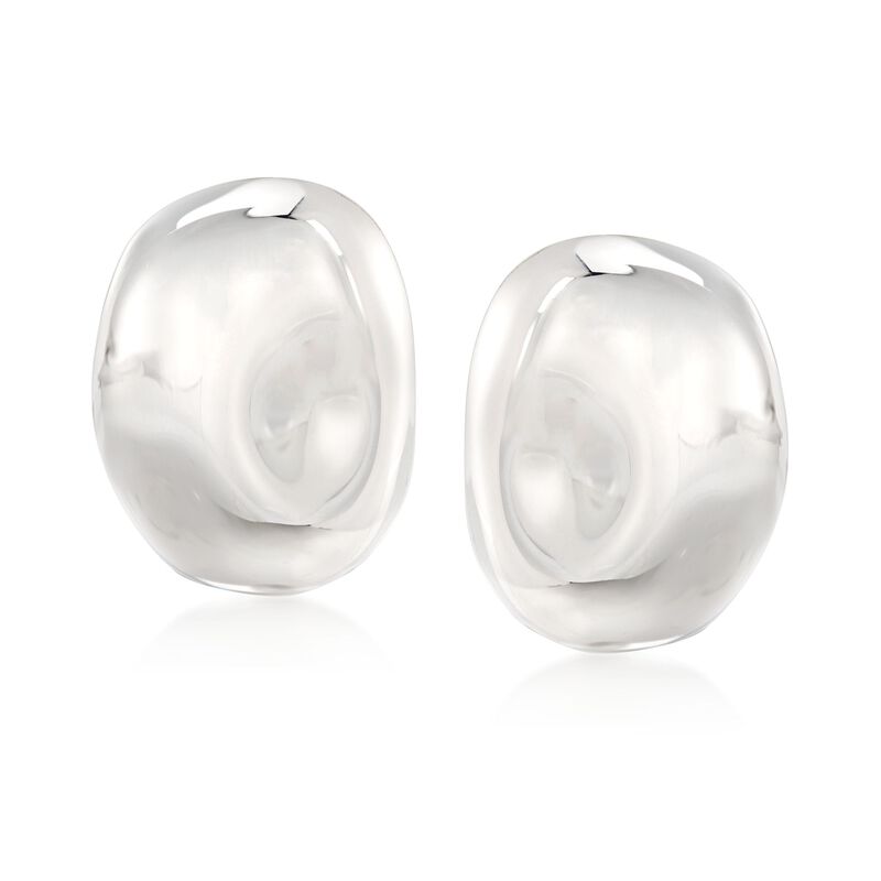 Zina Sterling Silver &quot;Touchstone&quot; Oval Thumbprint Clip-On Earrings  image number 0