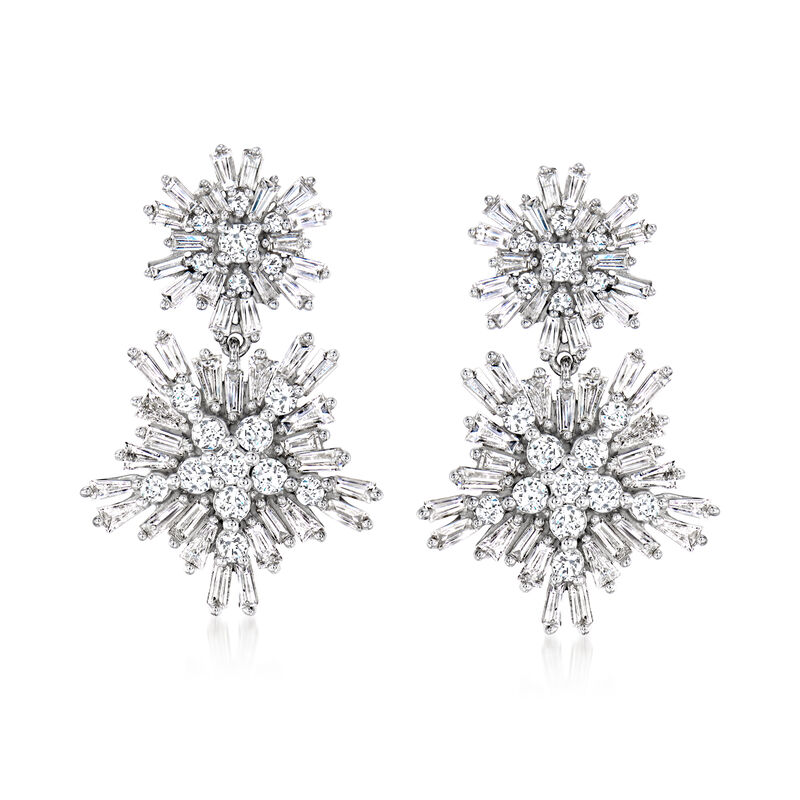 2.00 ct. t.w. Diamond Snowflake Drop Earrings in 14kt White Gold image number 0