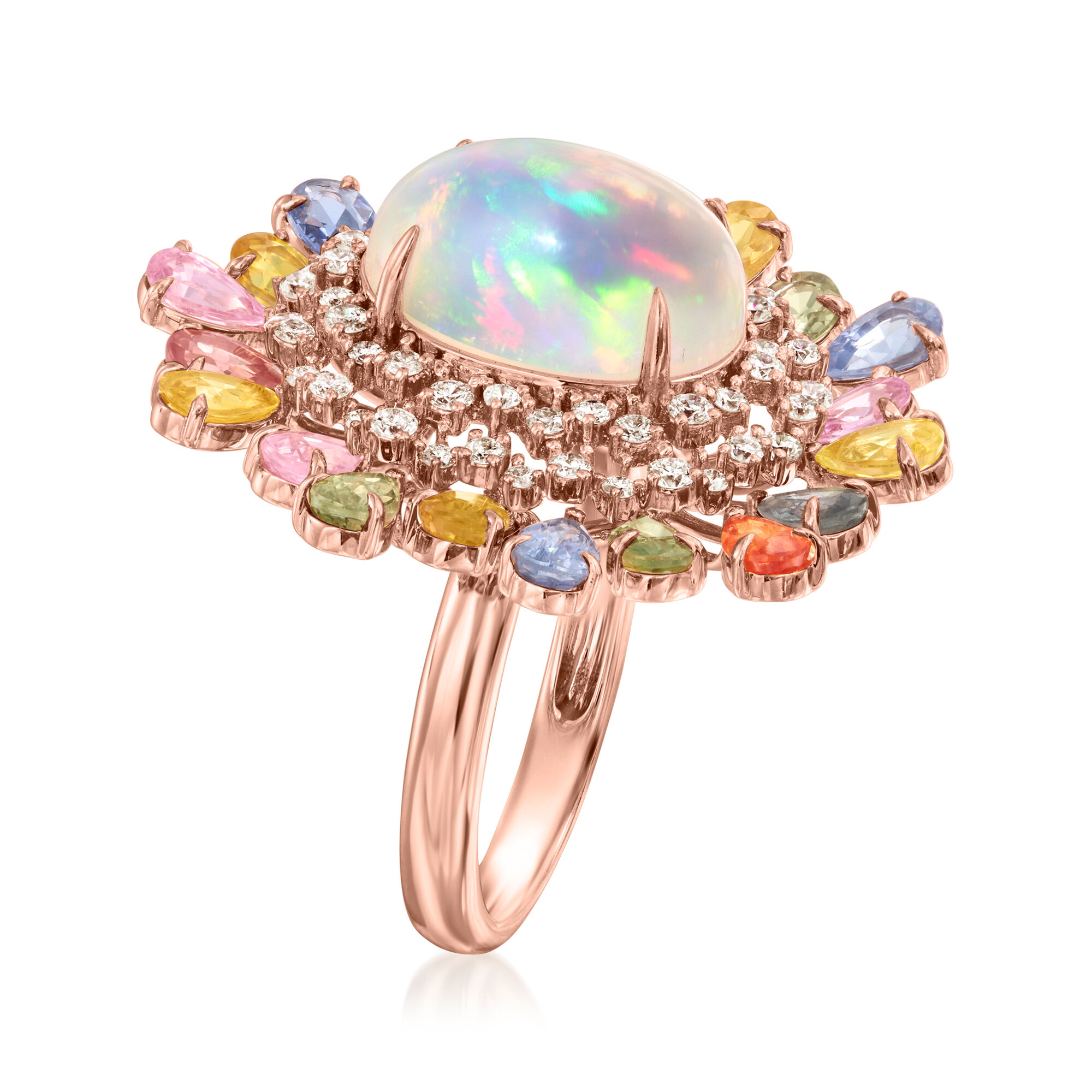 Opal and 5.00 ct. t.w. Multicolored Sapphire Ring with .95 ct