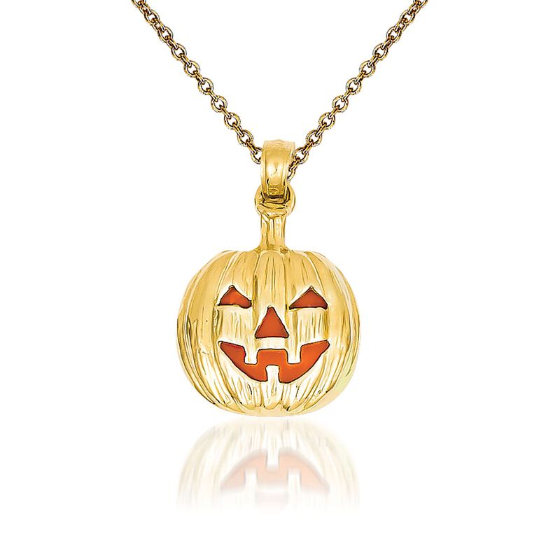 14kt Yellow Gold Pumpkin Pendant Necklace image number 0
