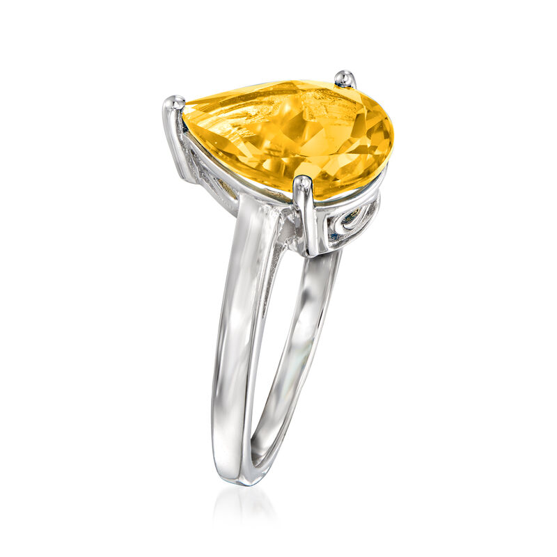 2.80 Carat Pear-Shaped Orange Citrine Ring in Sterling Silver image number 2