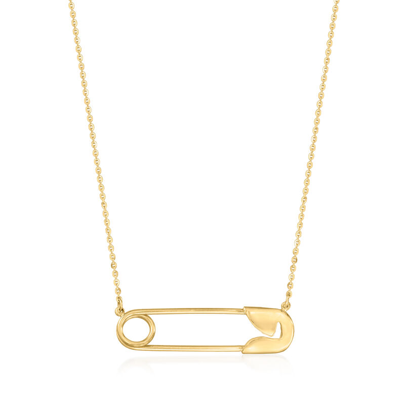 Italian 14kt Yellow Gold Safety Pin Necklace image number 0