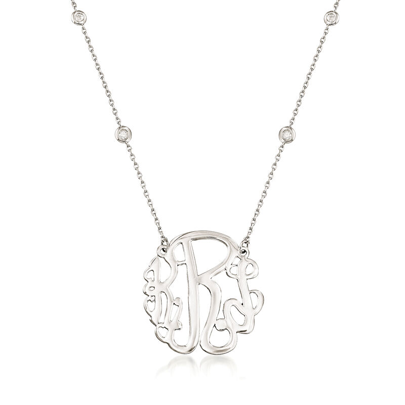 .18 ct. t.w. Diamond Personalized Monogram Necklace in Sterling Silver image number 0