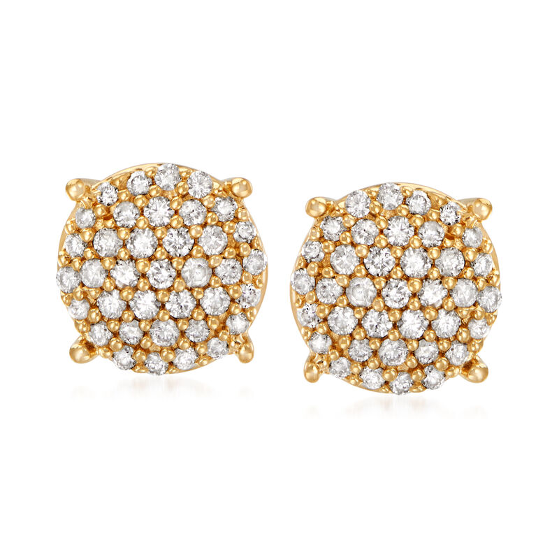 .33 ct. t.w. Diamond Cluster Stud Earrings in 18kt Gold Over Sterling image number 0