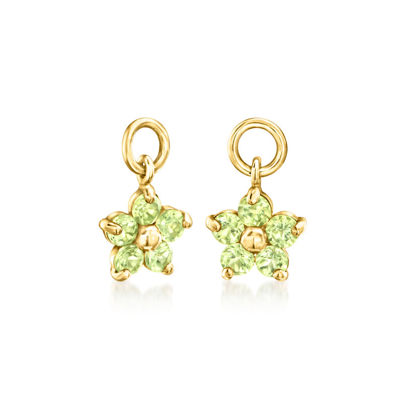 Peridot Flower Hoop Charms in 14kt Yellow Gold image number 2