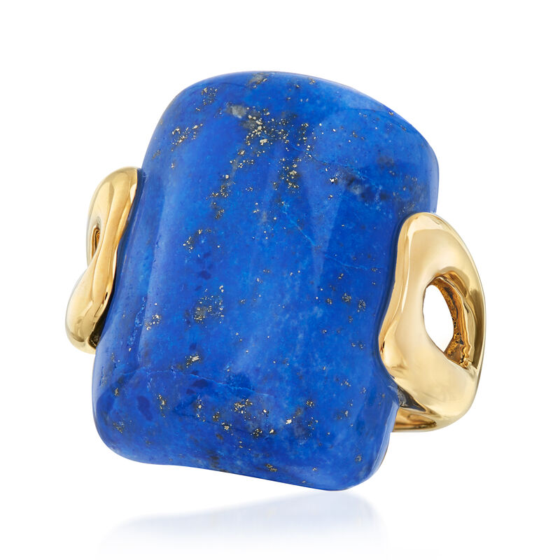Rectangular Lapis Ring in 14kt Yellow Gold image number 3