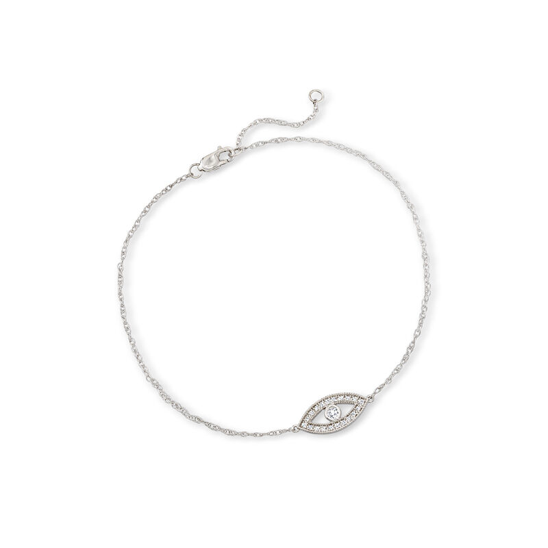 .15 ct. t.w. Diamond Evil Eye Anklet in Sterling Silver image number 0