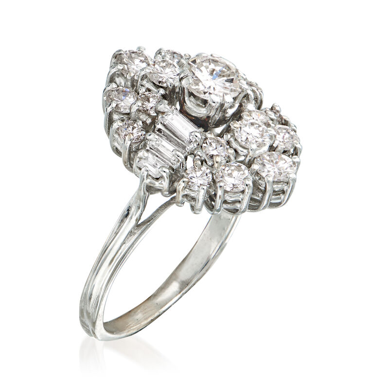 C. 1960 Vintage 1.70 ct. t.w. Diamond Cluster Ring in 18kt White Gold. Size 6 image number 2