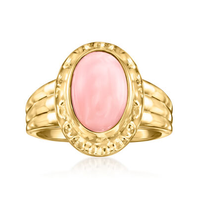 Bezel-Set Pink Opal Ring in 18kt Gold Over Sterling
