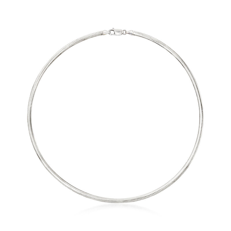 Italian 4mm Reversible Omega Necklace in Two-Tone Sterling Silver image number 2