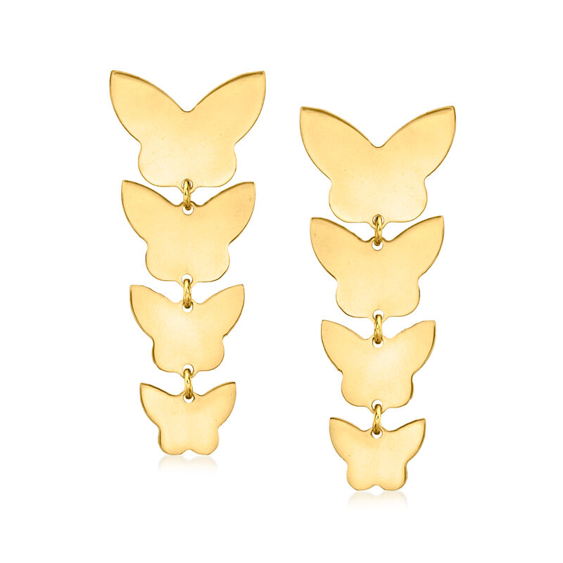 Italian 18kt Gold Over Sterling Butterfly Drop Earrings image number 0