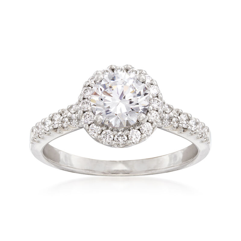.49 ct. t.w. Diamond Halo Engagement Ring Setting in 14kt White Gold image number 0