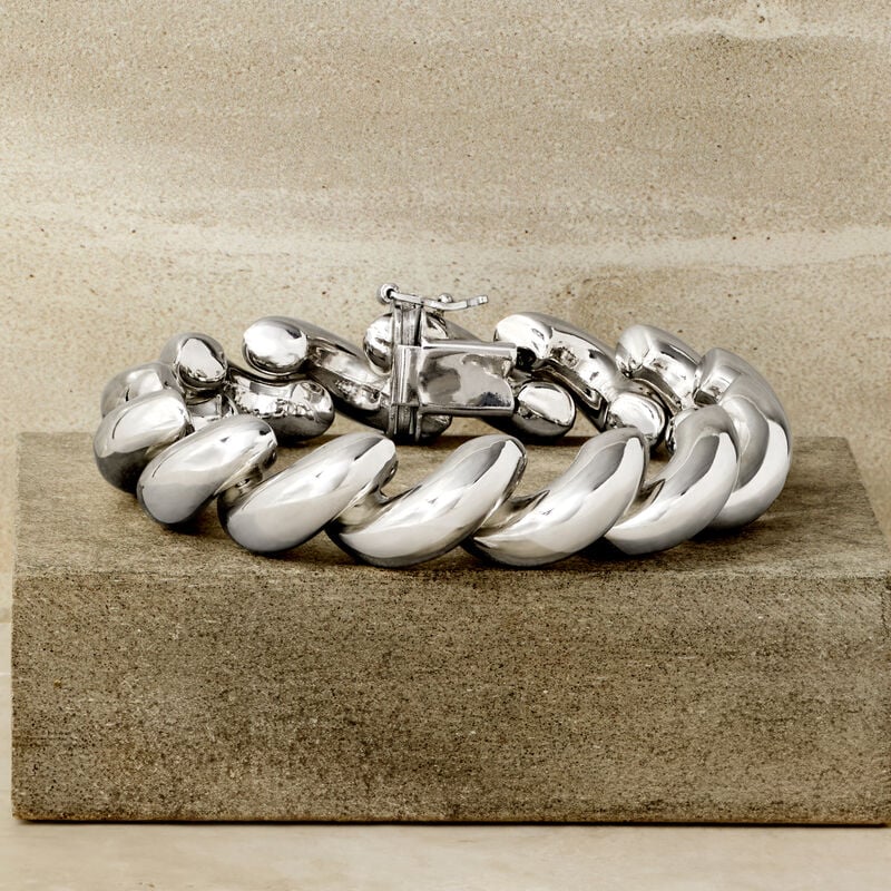 Italian Sterling Silver Large San Marco Bracelet. 8.25&quot; image number 5