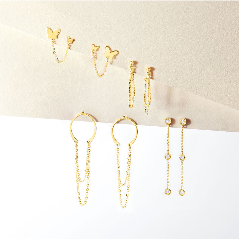 .17 ct. t.w. Diamond Station Linear Drop Earrings in 14kt Yellow Gold image number 2