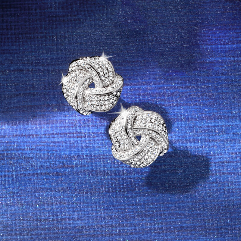 .50 ct. t.w. Diamond Love Knot Earrings in Sterling Silver  image number 2