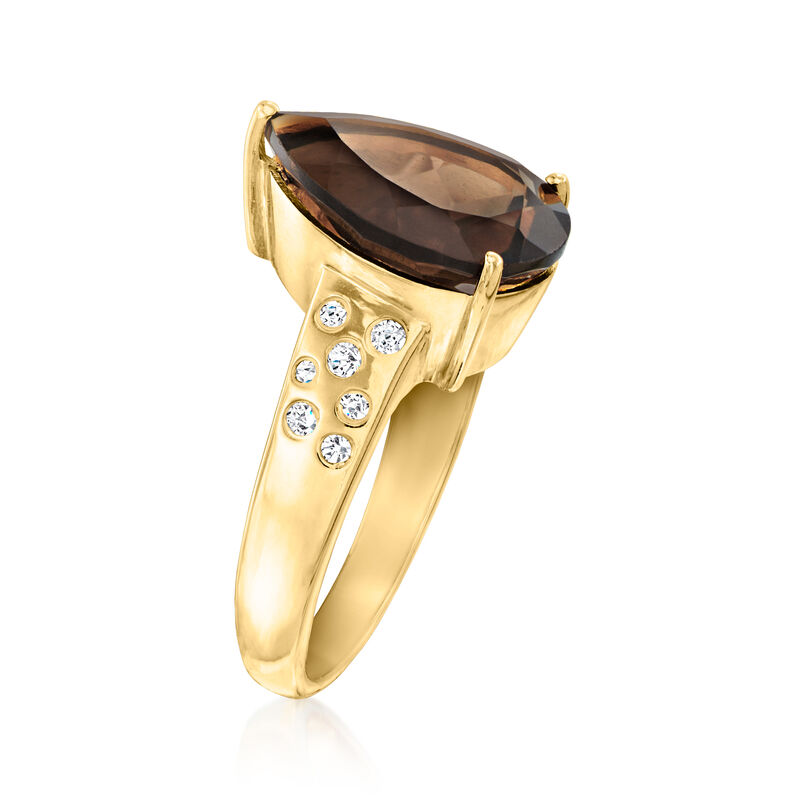 4.50 Carat Smoky Quartz and .30 ct. t.w. White Zircon Ring in 18kt Gold Over Sterling image number 2