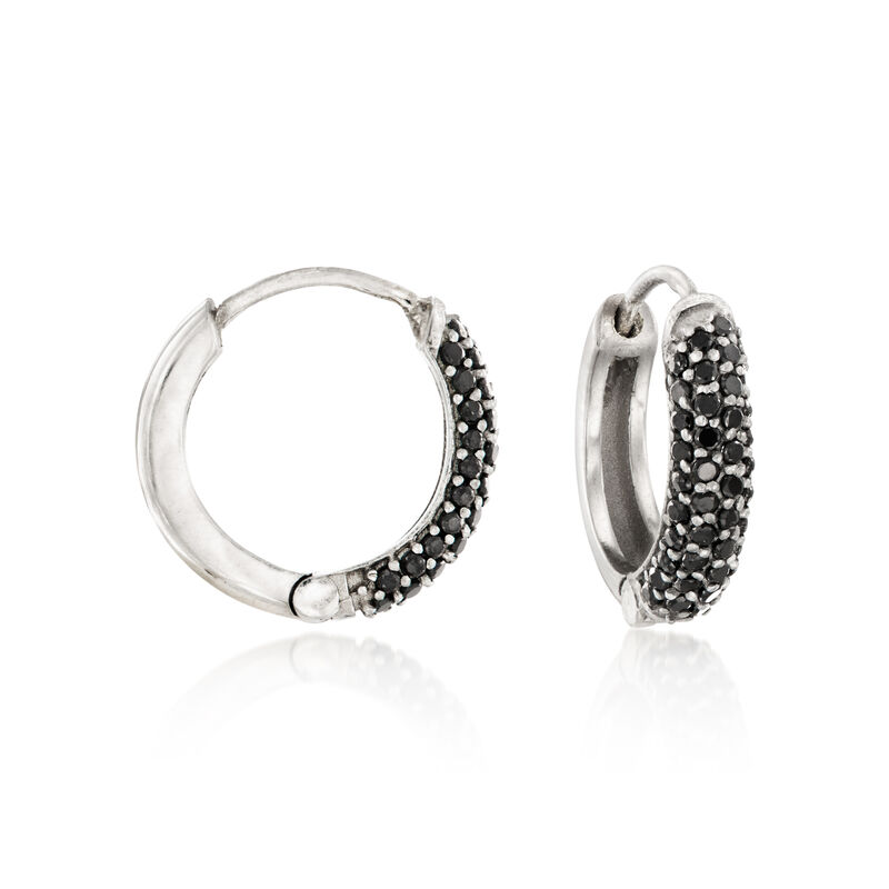 .70 ct. t.w. Black Spinel 5-pc. Jewelry Set: Earrings, Hoop Earrings and Single Ear Cuff in Sterling Silver image number 2