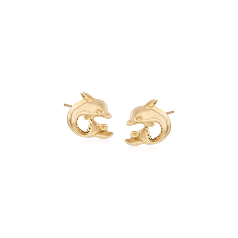 Child's 14kt Yellow Gold Dolphin Stud Earrings image number 0